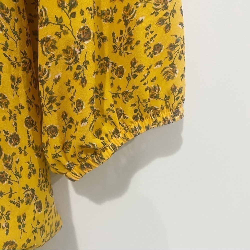 MASON & BELLE Mustard Yellow Peasant Top Embroidered Ditsy Floral Boho Size 1X - Picture 5 of 10